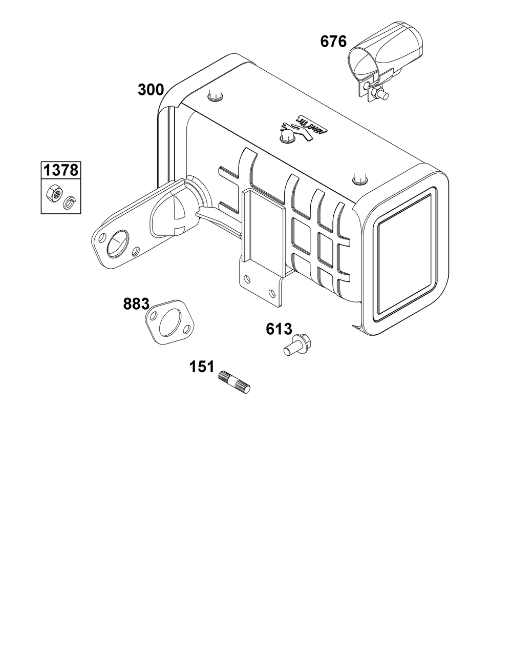 Exhaust Group Diagram and Parts List for 181D02-0003-01 100000 - 19Z999 Briggs and Stratton Engine